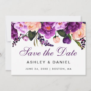 Ultra Violet Purple Floral Save The Date PS