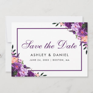 Ultra Violet Purple Floral Save The Date PS
