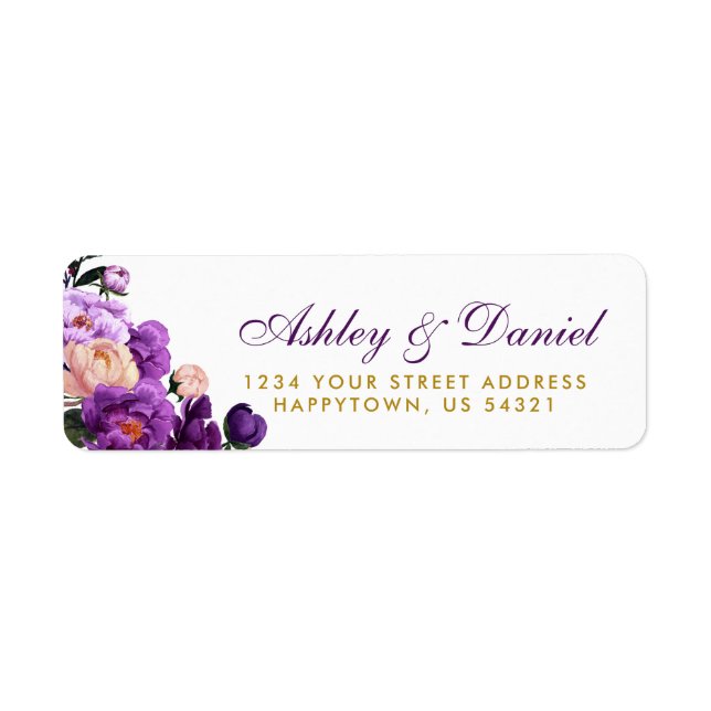 Ultra Violet Purple Floral Watercolor Wedding G (Front)