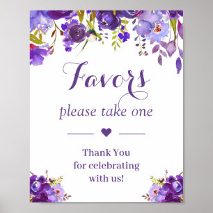 Ultra Violet Purple Floral Wedding Favours Sign