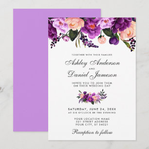 Ultra Violet Purple Floral Wedding Invitation VB