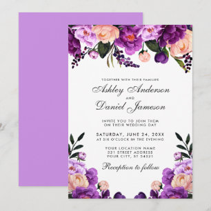 Ultra Violet Purple Floral Wedding Invitation VP
