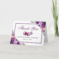 Ultra Violet Purple Floral Wedding Thanks Note PF