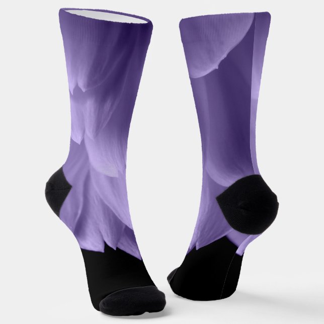 Ultra violet purple flower petals black socks (Angled)