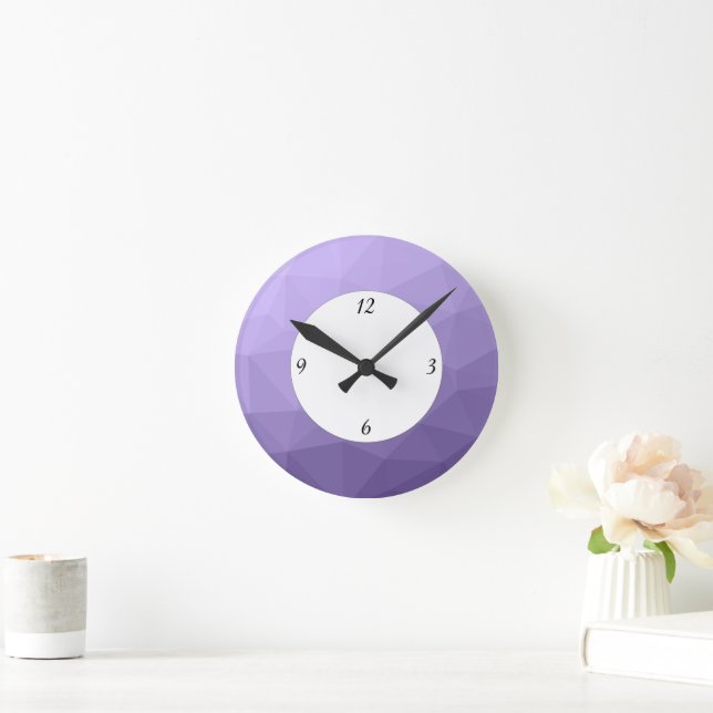 Ultra violet purple geometric mesh round clock (Home)