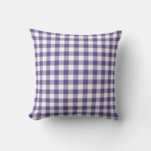 Ultra Violet Purple Gingham Pattern Cushion (Front)
