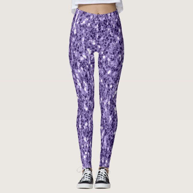Ultra violet purple glitter sparkles leggings (Front)