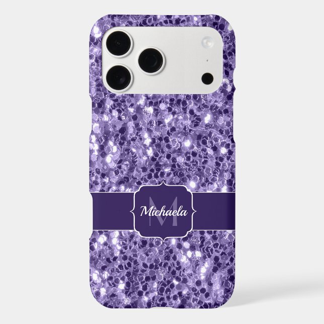 Ultra violet purple glitter sparkles Monogram (Back)