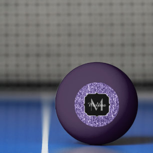Ultra violet purple glitter sparkles Monogram Ping Pong Ball