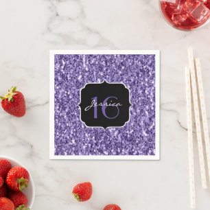 Ultra violet purple glitter sparkles Sweet 16 Napkin