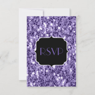 Ultra violet purple glitter sparkles Sweet 16 RSVP Card