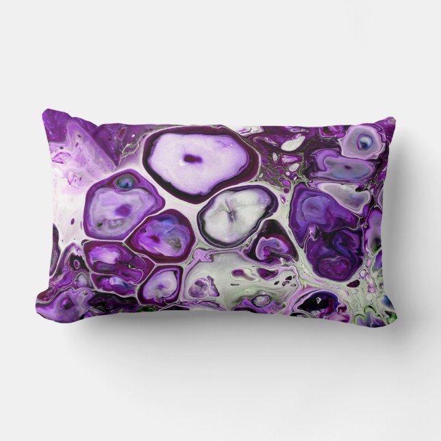 Ultra Violet Purple Marble Rock Abstract Fluid Art Lumbar Cushion (Front)