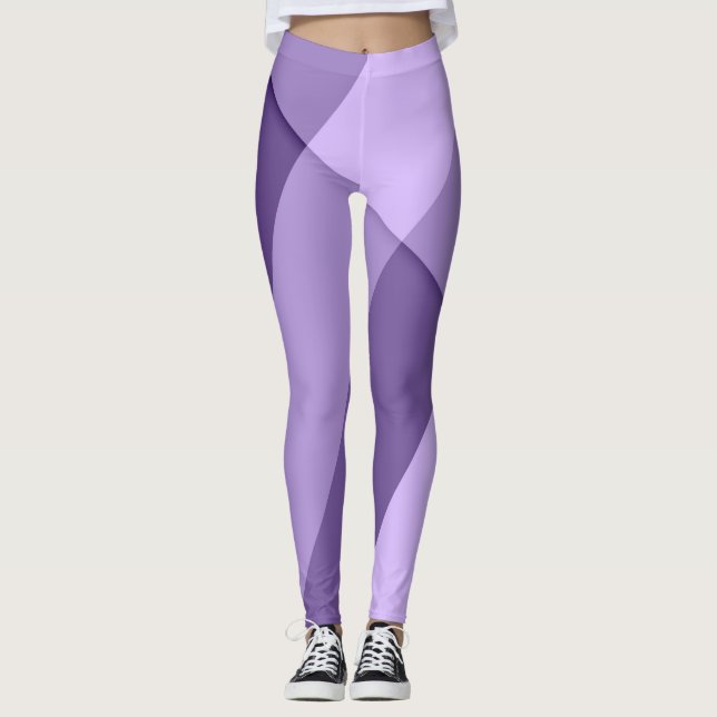 Ultra violet purple modern geometric lines leggings (Front)