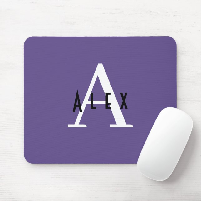 Ultra Violet Purple Modern Monogram Cute Girly Mouse Mat (With Mouse)