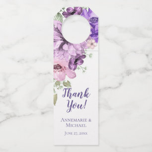 Ultra Violet Purple Pink Watercolor Floral Bottle Tag