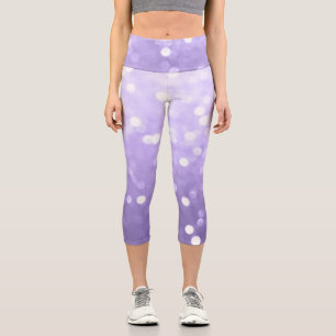 Ultra violet purple sparkly bokeh Abstract Capri Leggings