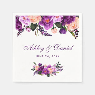 Ultra Violet Purple Watercolor Floral Wedding PS Napkin