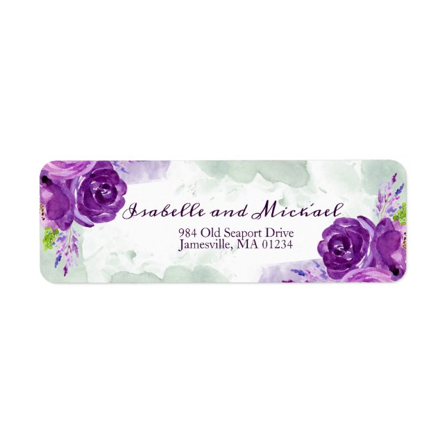 Ultra Violet Rose Floral Return Address Labels (Front)