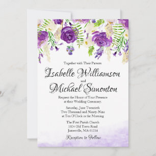 Ultra Violet Rose Floral Summer Wedding Invitation