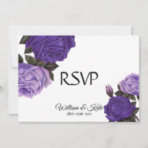 Ultra violet Roses double sided  Wedding RSVP