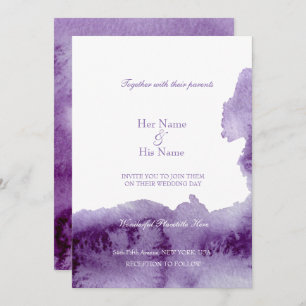 Ultra Violet Vintage Elegant Watercolor Wedding Invitation