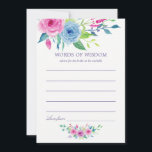 Ultra Violet Watercolor Floral Bridal Mum Advice<br><div class="desc">Hand painted watercolor roses bridal shower words of wisdom cards featuring colour of the year 2018 ultra violet with shades of blue and pink.</div>