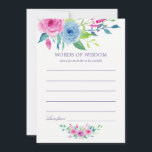 Ultra Violet Watercolor Floral Bridal Mum Advice<br><div class="desc">Hand painted watercolor roses bridal shower words of wisdom cards featuring colour of the year 2018 ultra violet with shades of blue and pink.</div>