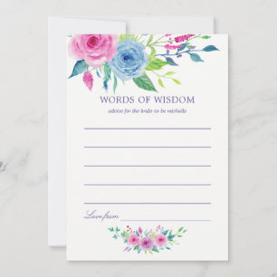 Ultra Violet Watercolor Floral Bridal Mum Advice Card