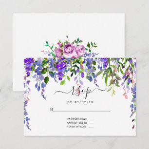 Ultra Violet Watercolor Floral RSVP Card