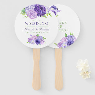 Ultra Violet Watercolor Floral Wedding Favour Hand Fan