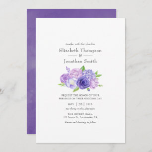 Ultra Violet Watercolor Floral Wedding Invitation