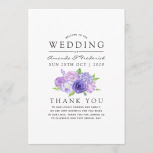 Ultra Violet Watercolor Floral Wedding Programme