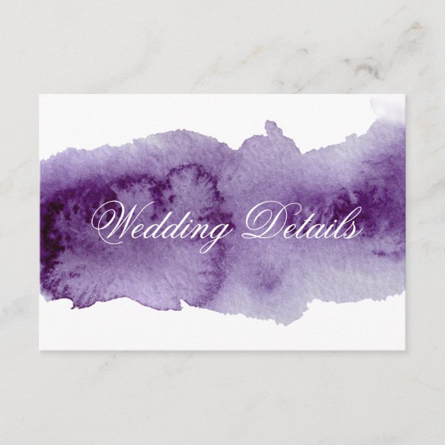 Ultra Violet Watercolor Wedding Details Enclosure Card (Front)