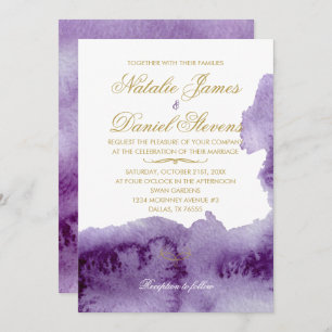 Ultra Violet Watercolor Wedding Invitation