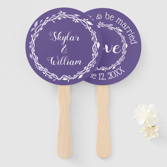 Ultra Violet Wedding Simple Spring Summer Fun Hand Fan (Front and Back)
