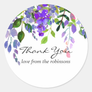 Ultra Violet Wedding Watercolor Floral Classic Round Sticker