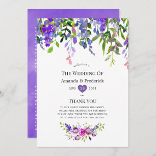 Ultra Violet Wedding Watercolor Floral Program Programme
