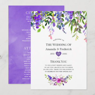 Ultra Violet Wedding Watercolor Floral Programme