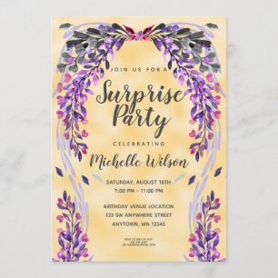 Ultra VioletGLITTER wreath photo Surprise Party Invitation