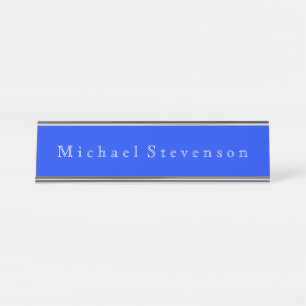 Ultramarine Blue Elegant Modern Business Desk Name Plate