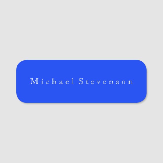 Ultramarine Blue Elegant Modern Business  Name Tag (Front)
