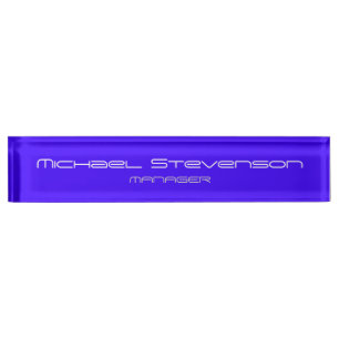Ultramarine Blue Elegant Modern Desk Nameplate