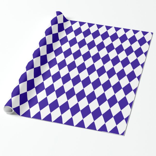 Ultramarine Blue Harlequin Wrapping Paper (Unrolled)