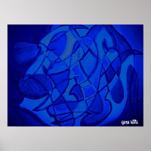 Ultramarine Blue Modern Contemporary Abstract Art Poster (Front)