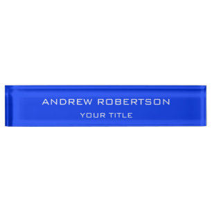 Ultramarine Blue Plain Elegant Minimalist Simple Nameplate
