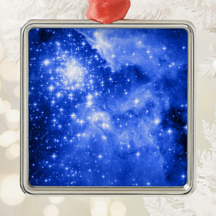 Ultramarine Blue Stars Metal Tree Decoration