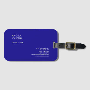 Ultramarine Blue Trendy Modern Minimalist Plain Luggage Tag