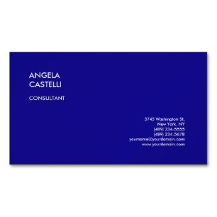 Ultramarine Blue Trendy Modern Minimalist Plain Magnetic Business Card
