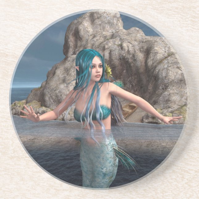 Ultramarine Mermaid Coaster (Front)