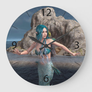 Ultramarine Mermaid Large Clock